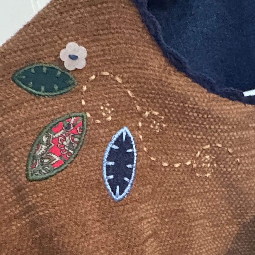 Women's Patchwork Embroidered Jacket - Navy & Bro… - image 5